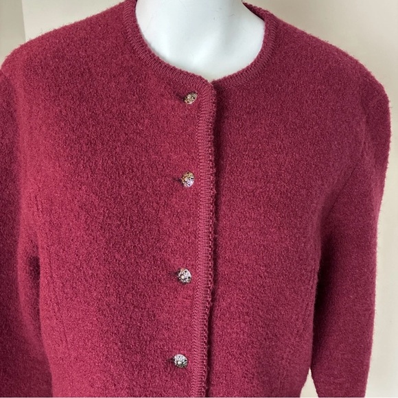 Vintage Orvis Womens Burgundy Cardigan/Jacket Button Up 100% Wool Size 10 - Picture 2 of 15